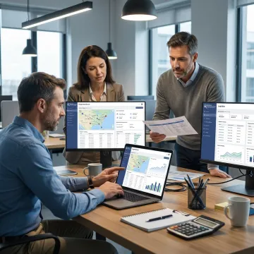 Freight planning team reviewing shipment data