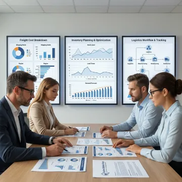 OEM supply chain consulting team reviewing logistics data