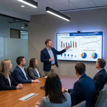 Consultant presenting supply chain savings strategy