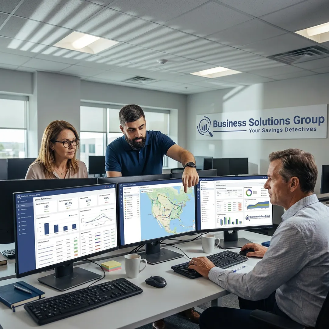 Logistics team using transport management software
