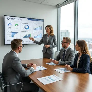 Advisor presenting business improvement strategy