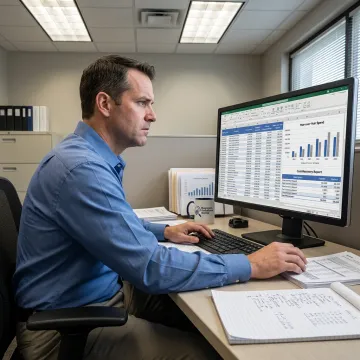 Analyst reviewing healthcare cost reports