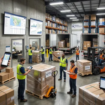 LTL freight shipment being coordinated at a Dallas loading dock