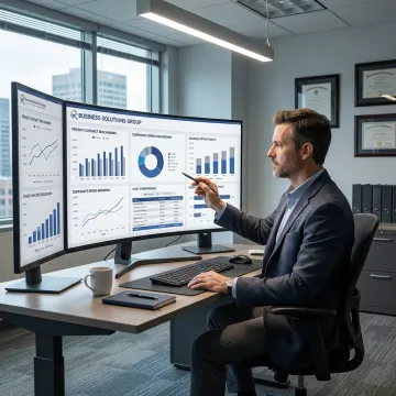 Financial advisor analyzing corporate spend data