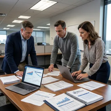 Consultants reviewing parcel cost savings process