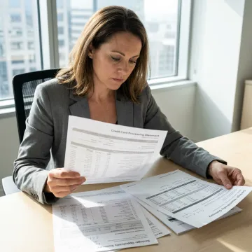 Consultant reviewing credit card processing fees