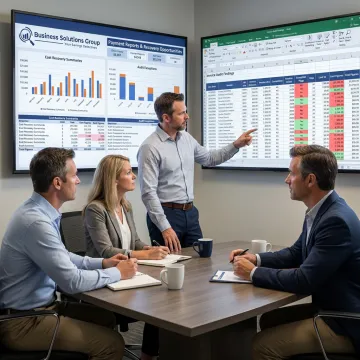 Consultants reviewing payment reports and invoice audits
