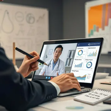 Employee using telehealth consultation on laptop
