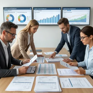 Consultants analyzing parcel savings data