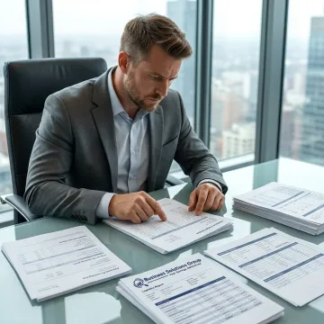 Consultant reviewing payment processing data
