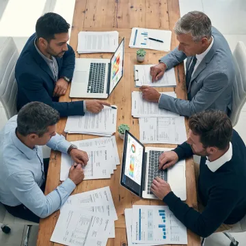 Consulting team reviewing logistics savings strategy