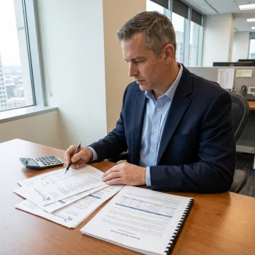 Consultant analyzing telecom audit reports