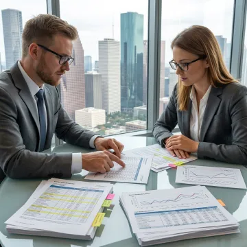 Telecom consultants reviewing Houston business network costs