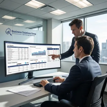 Telecom data consultants reviewing analytics dashboards