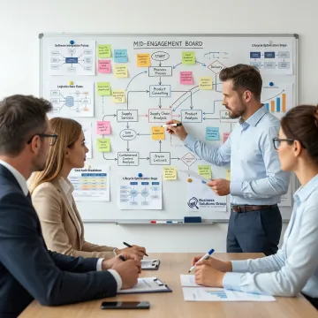 Consultants mapping IT lifecycle optimization process