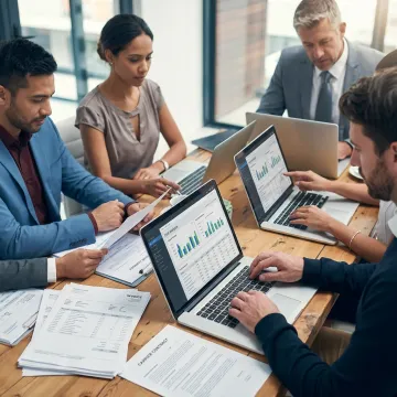Consultants reviewing telecom audit reports