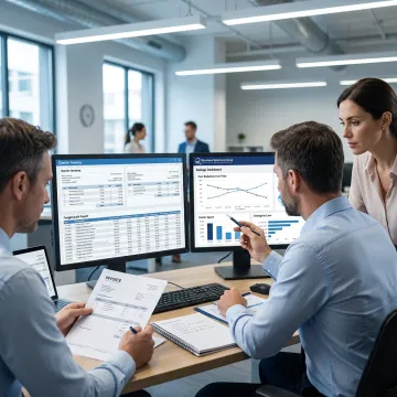 Logistics team reviewing freight audit reports