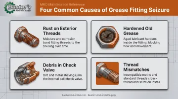 Four common causes of seized grease fittings diagram