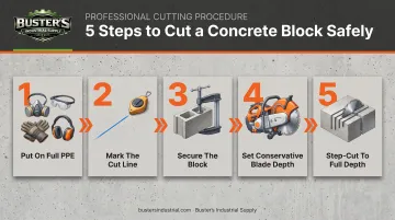 5-step process flow for cutting concrete block without cracking