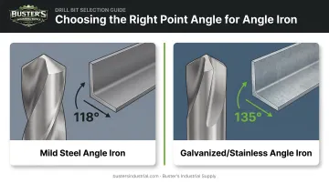 118 degree versus 135 degree split point drill bit angle comparison