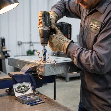 Worker using a cobalt step drill bit
