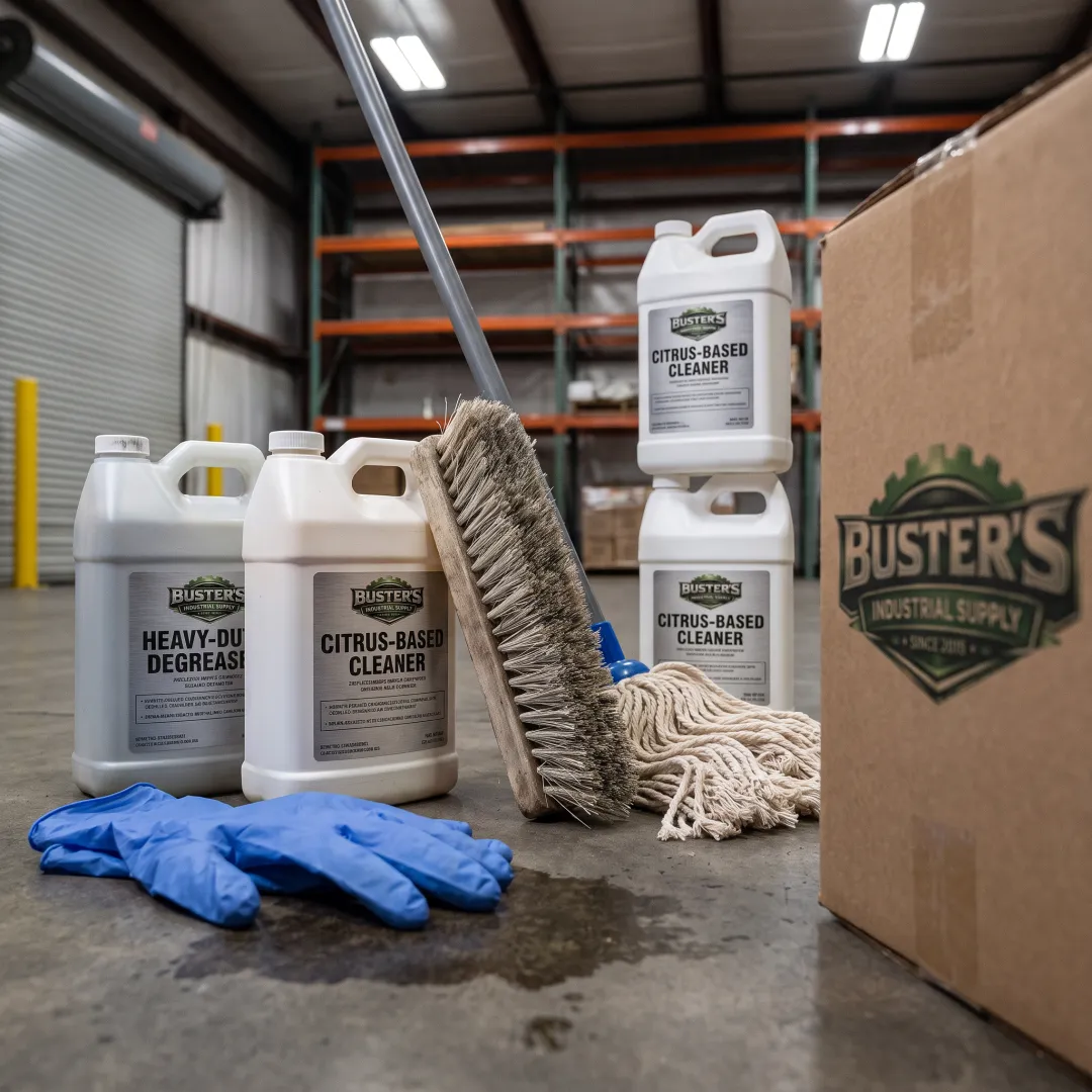 Concrete cleaning supplies prepared for shop-floor treatment