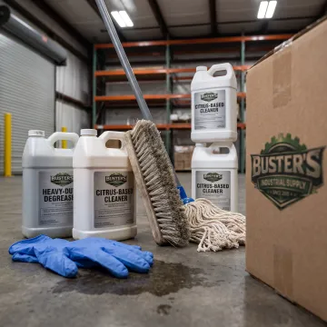 Concrete cleaning supplies prepared for shop-floor treatment