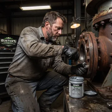Industrial technician servicing high-temperature bolted equipment