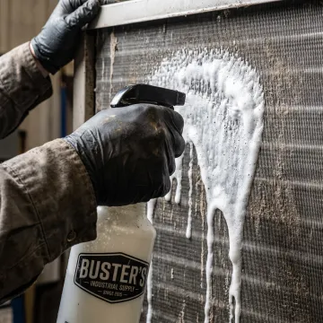 Foaming cleaner applied to an HVAC coil