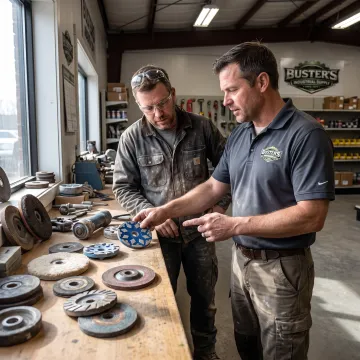 Concrete professional selecting diamond grinding tools