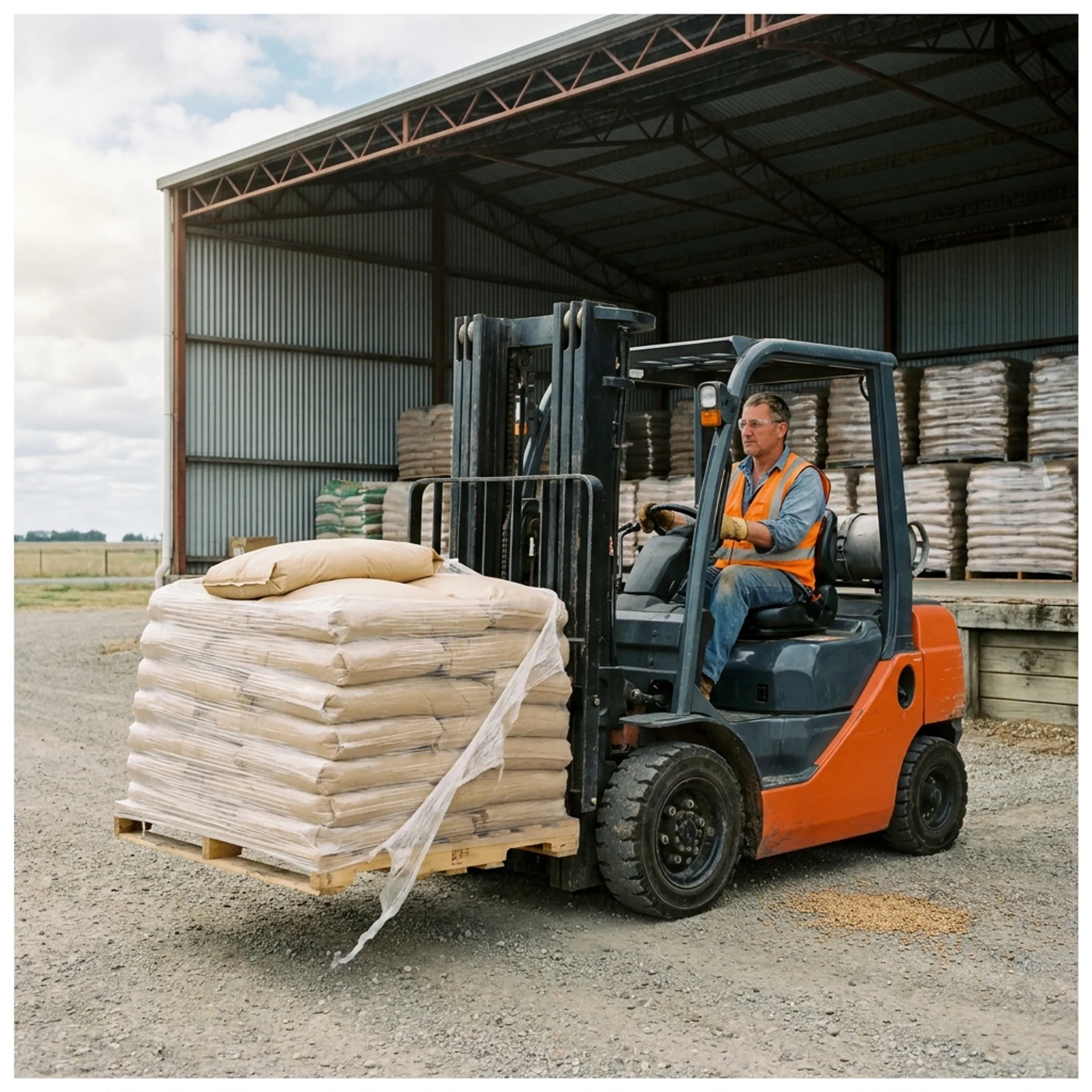 Agriculture and farm supply forklift operation