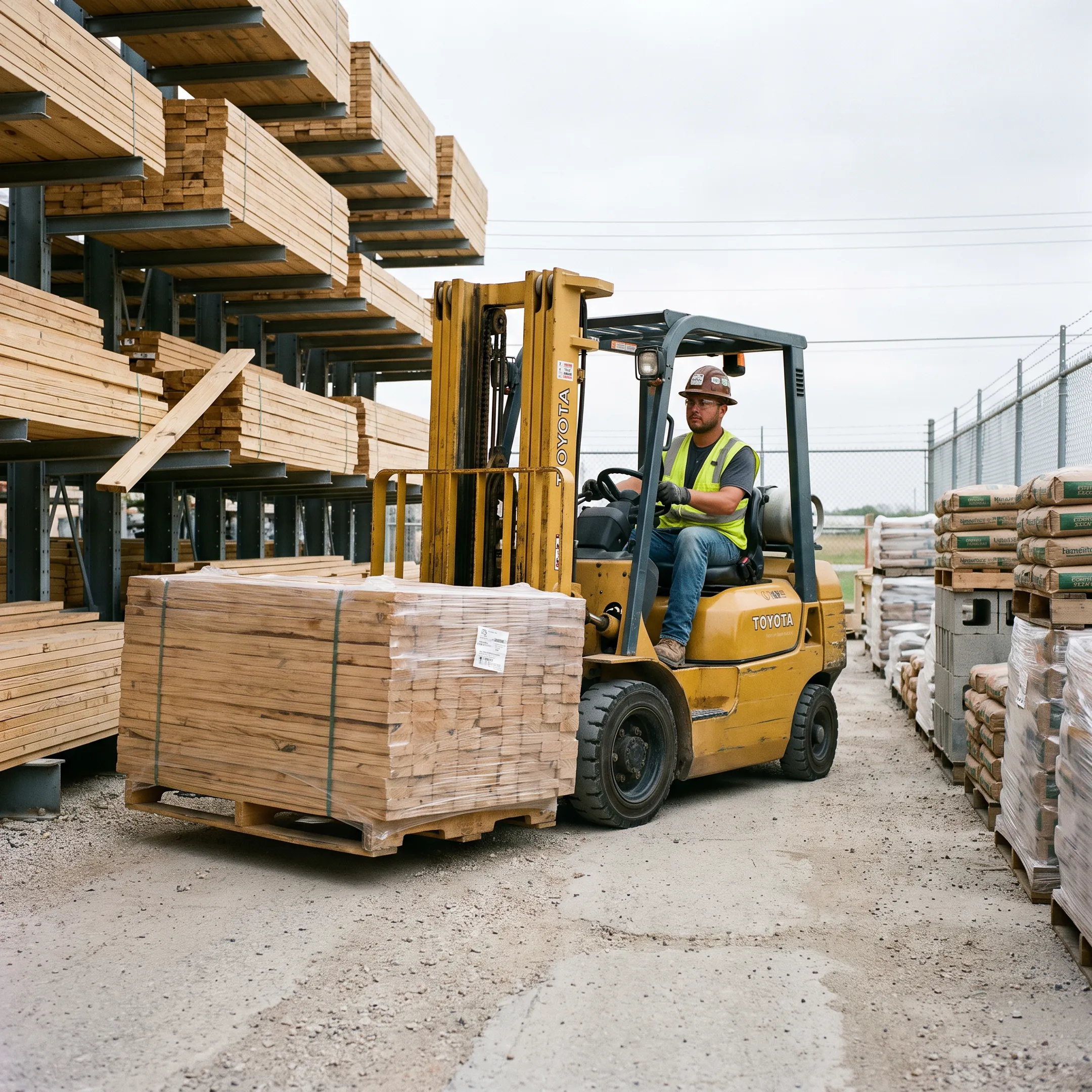 Construction and building material yard forklift