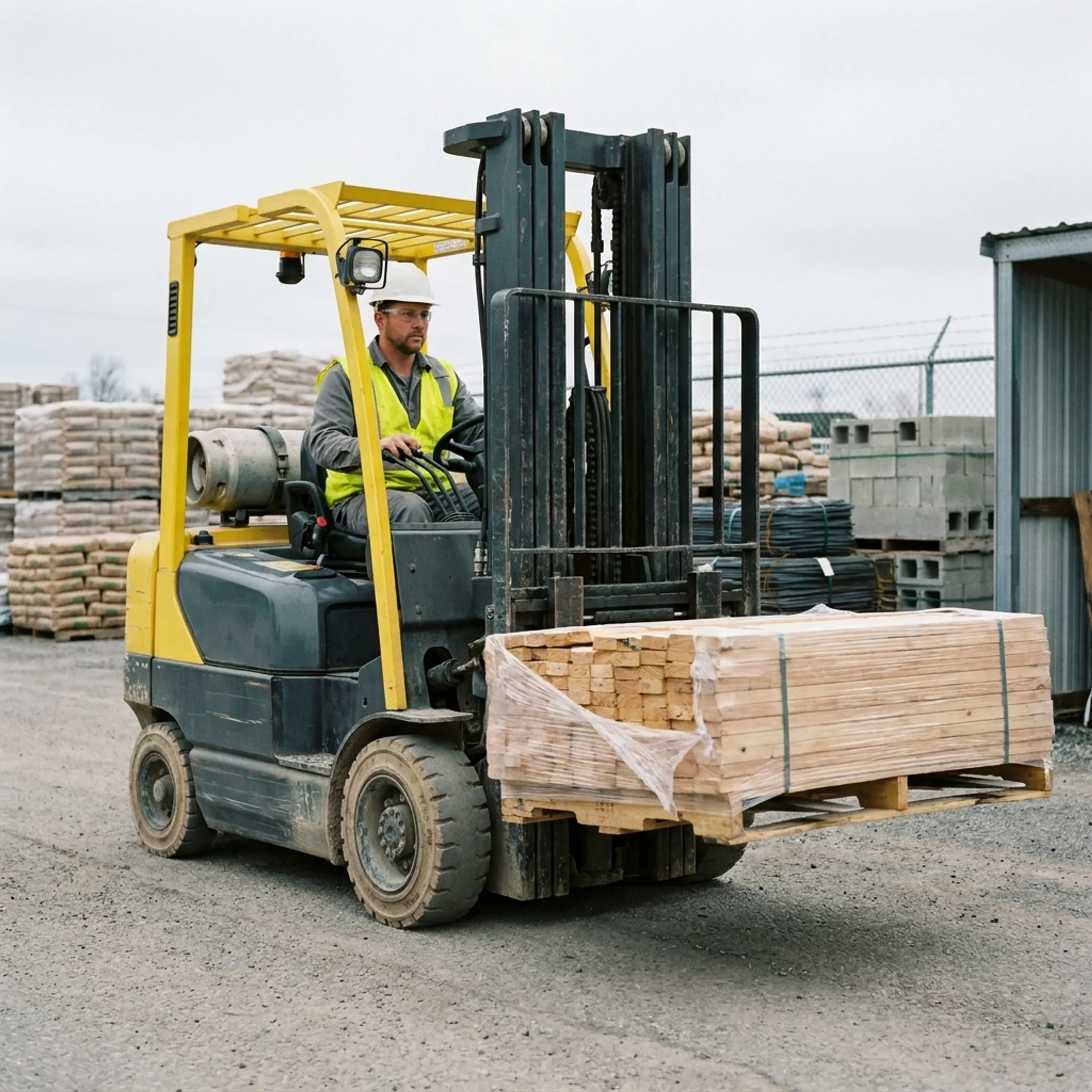 Building material yard forklift