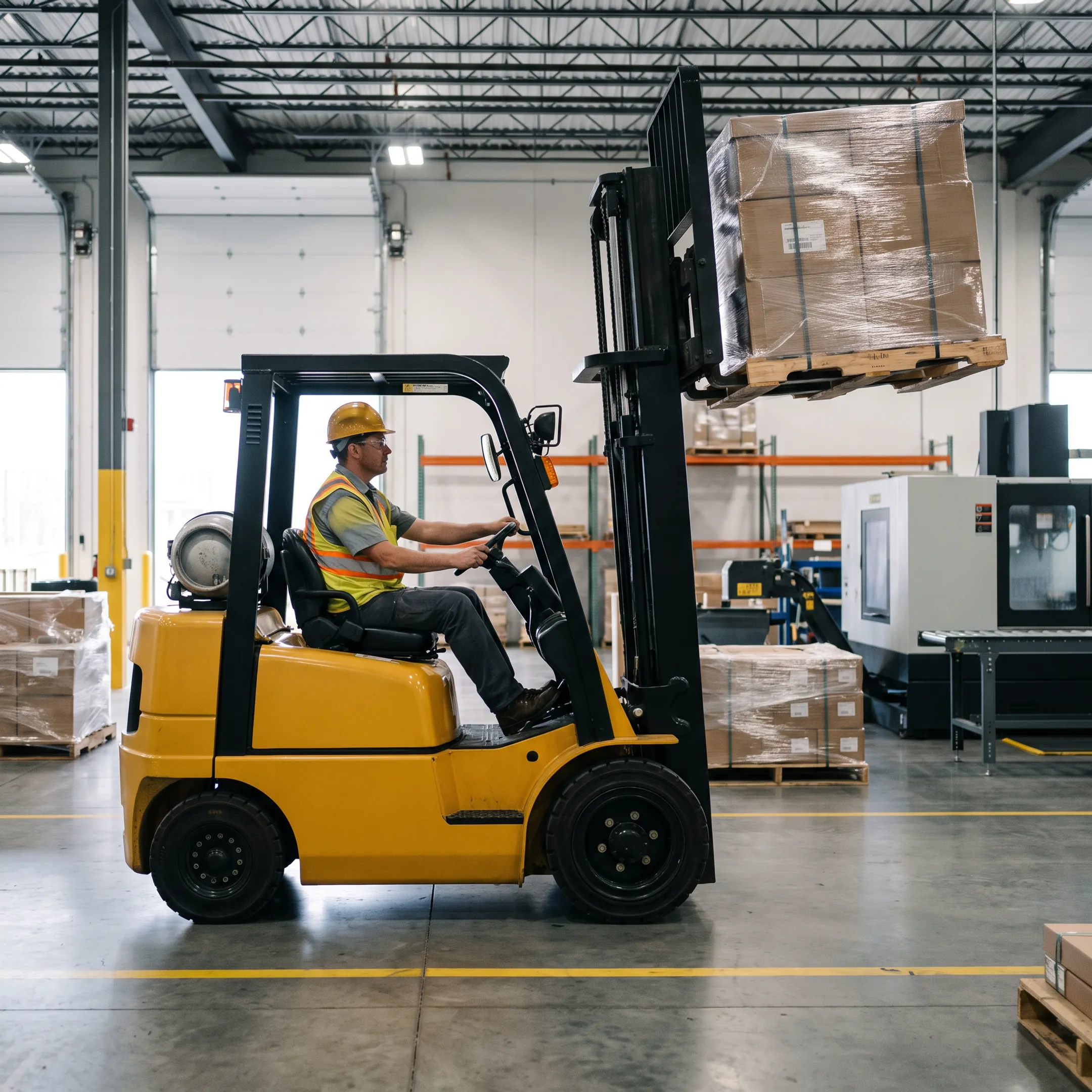 Manufacturing operation using a Yale forklift