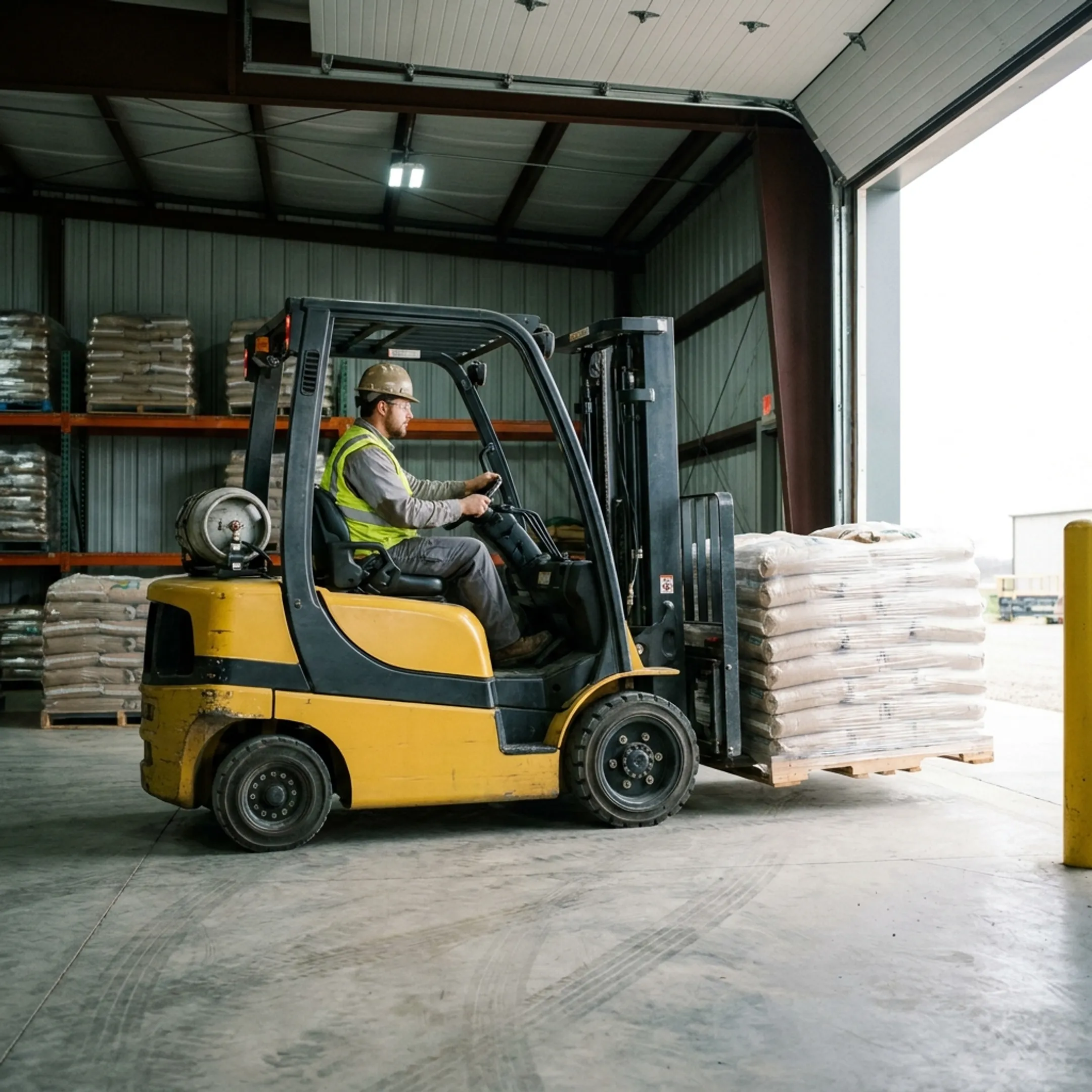Agricultural supply forklift operation