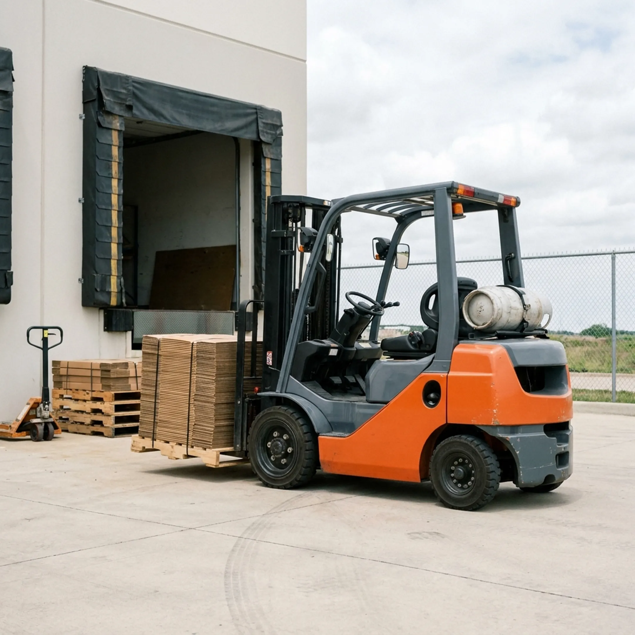 Outdoor loading dock forklift