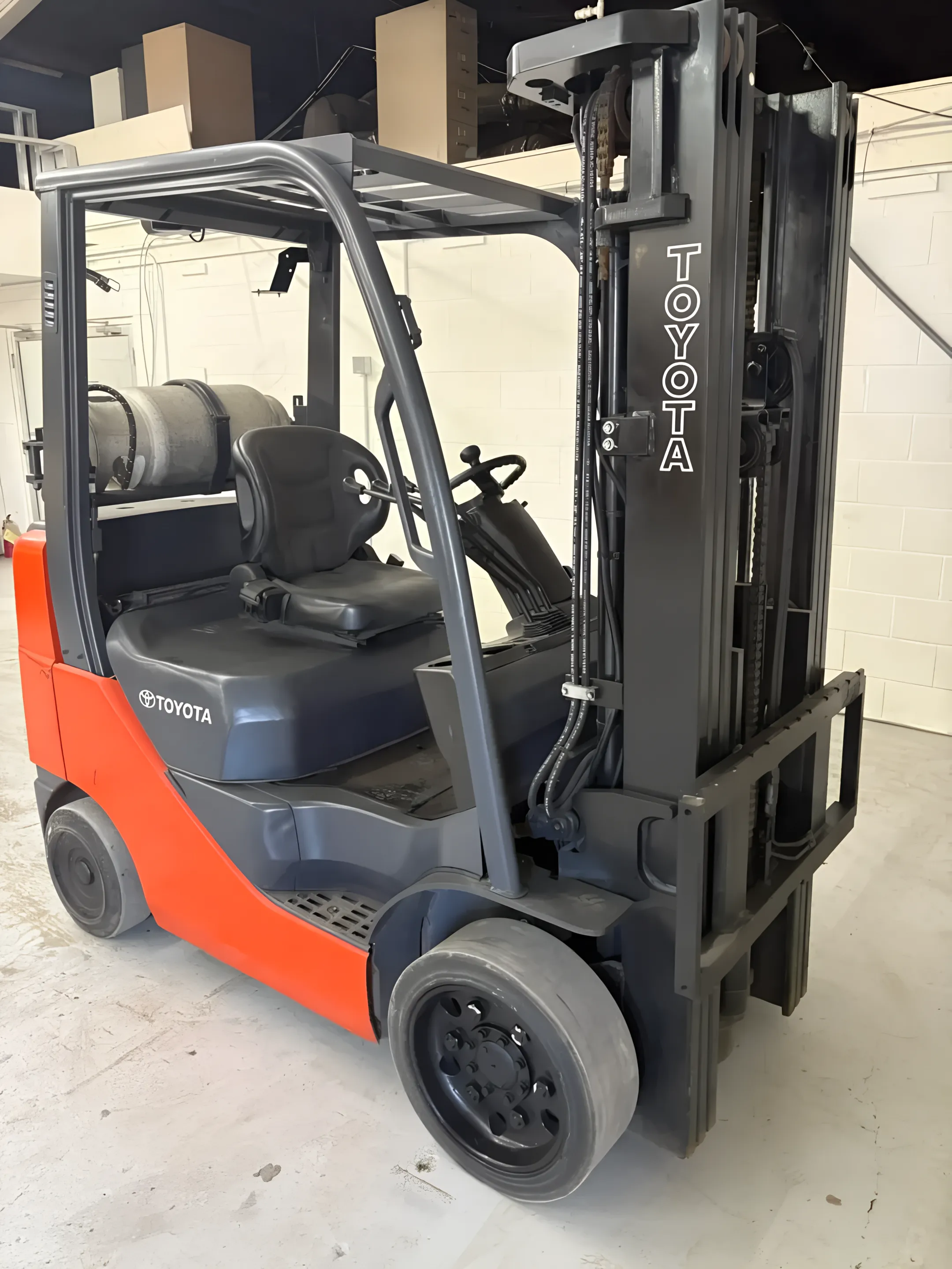 Forklift in a manufacturing facility