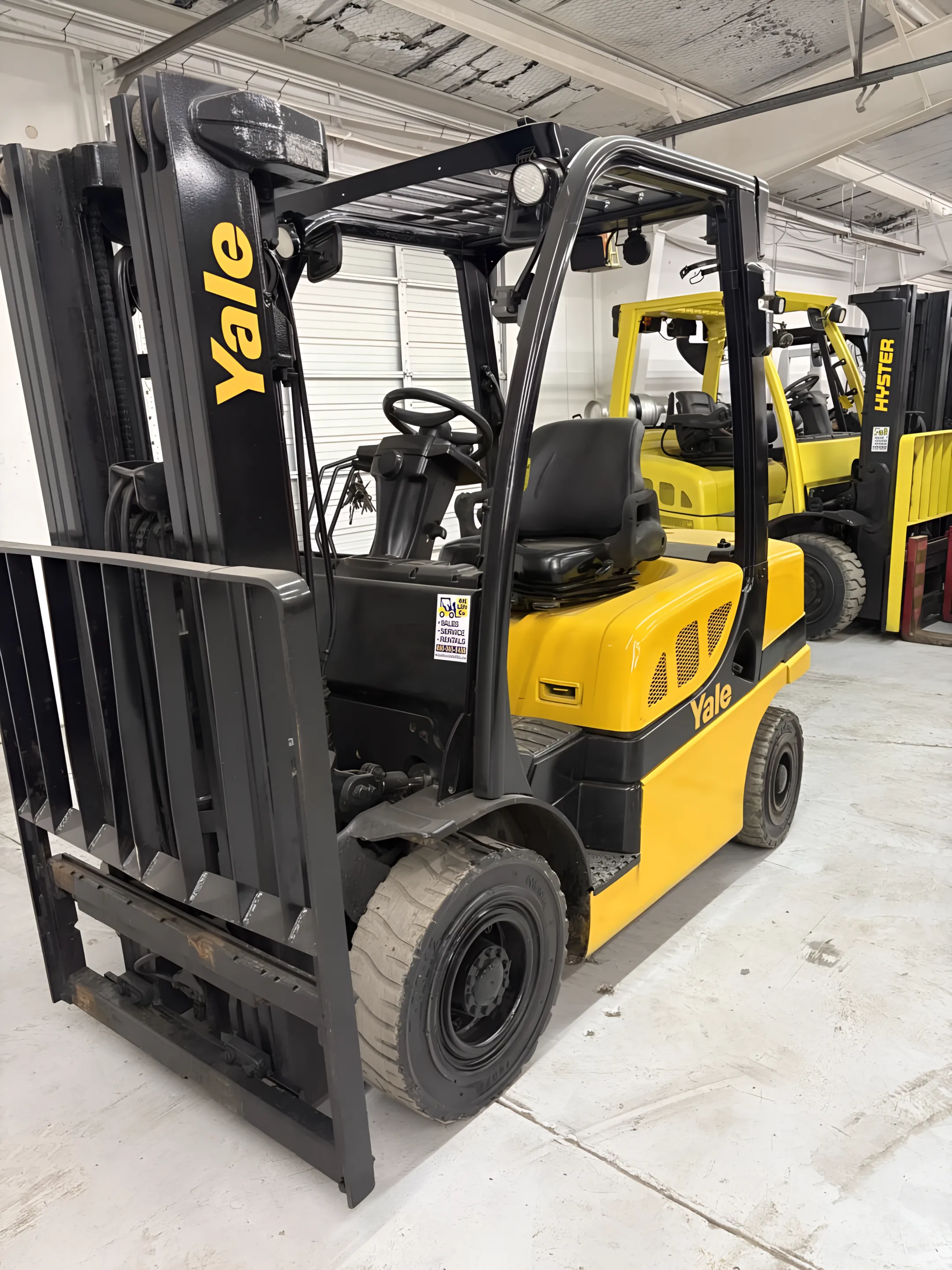 Forklift in a manufacturing facility