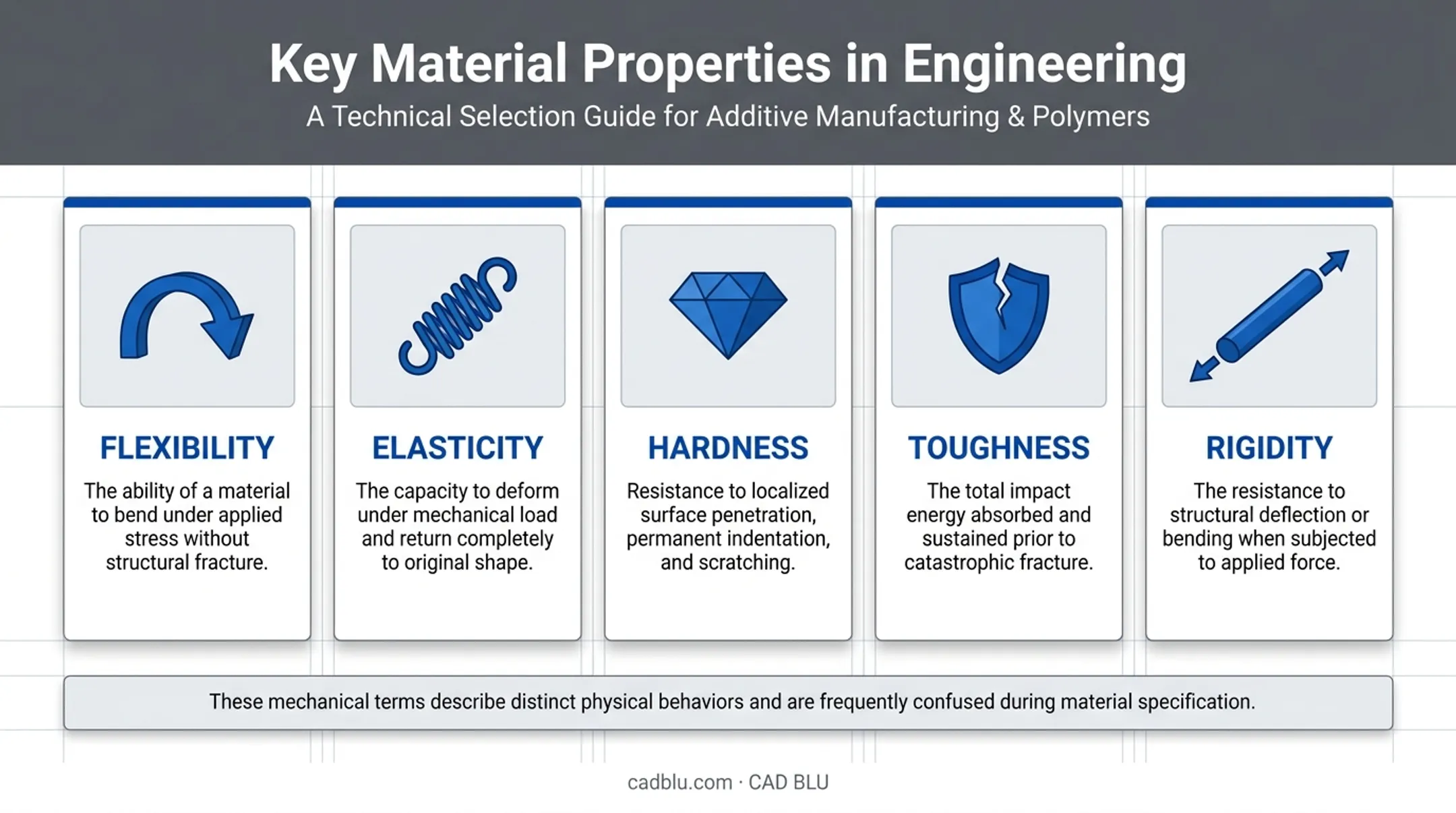 Five mechanical properties defining flexible denture material behavior explained