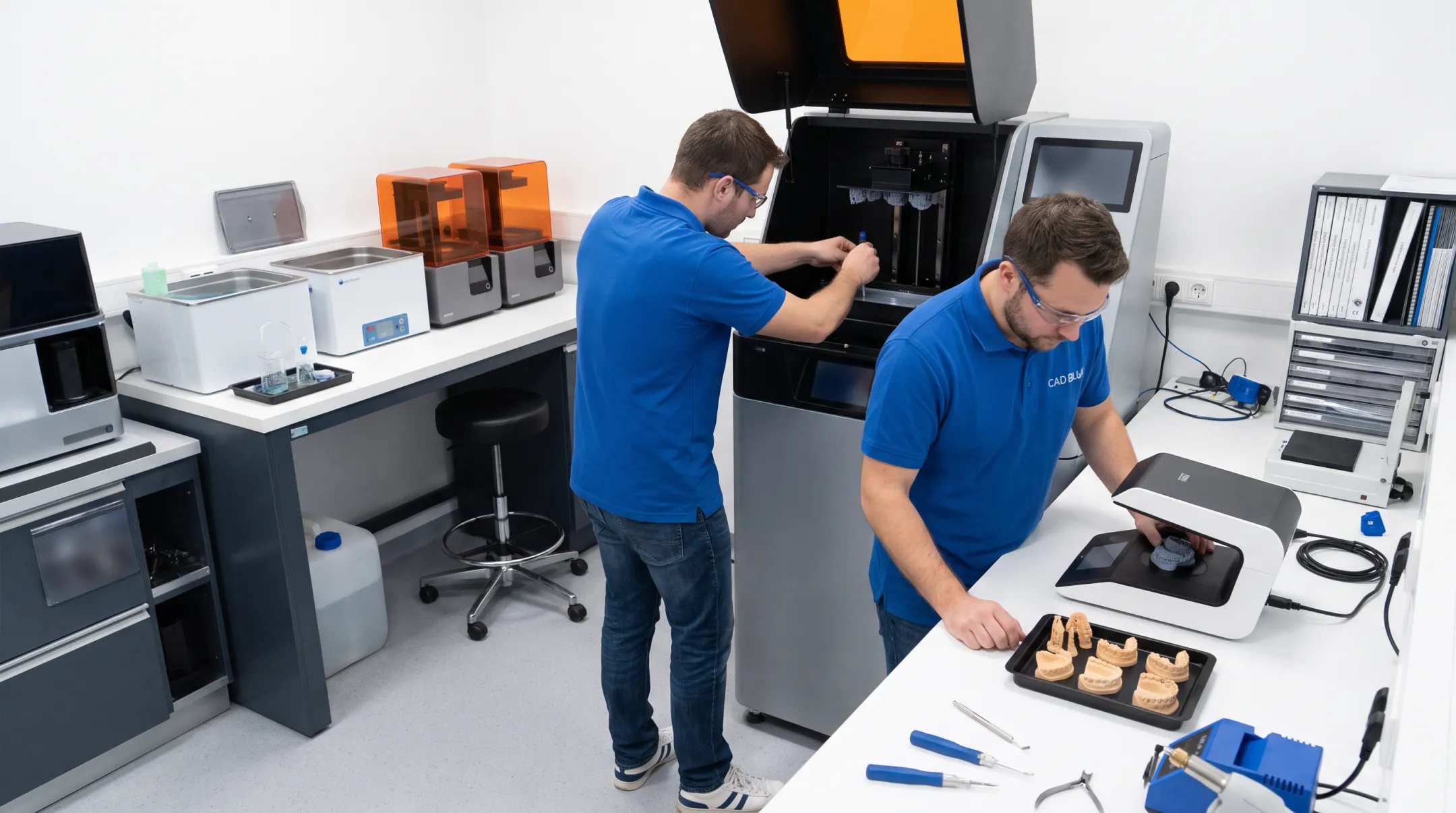 CAD BLU technicians supporting dental 3D printing workflow implementation