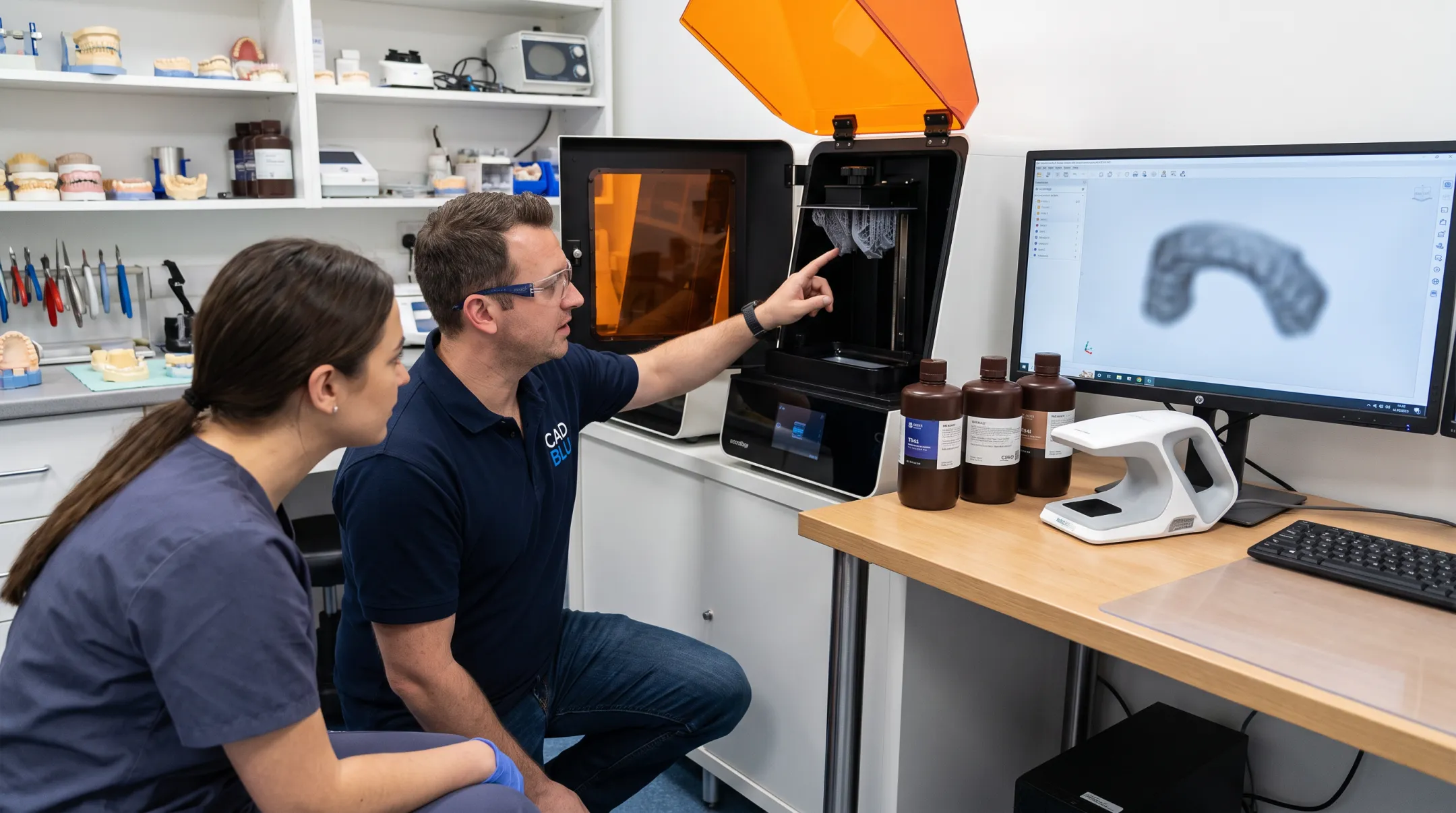 CAD BLU technical specialist supporting dental 3D printing workflow