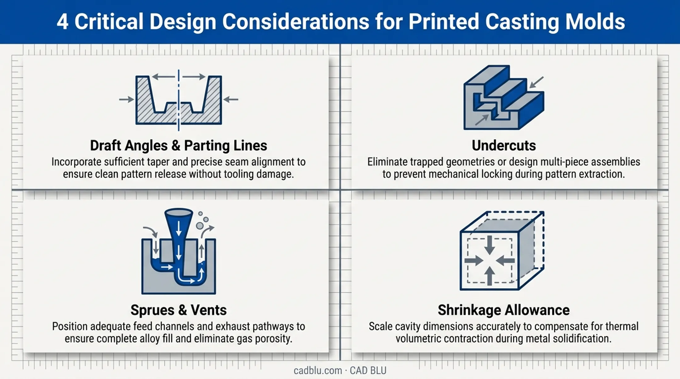 4 essential design rules for 3D printed casting molds