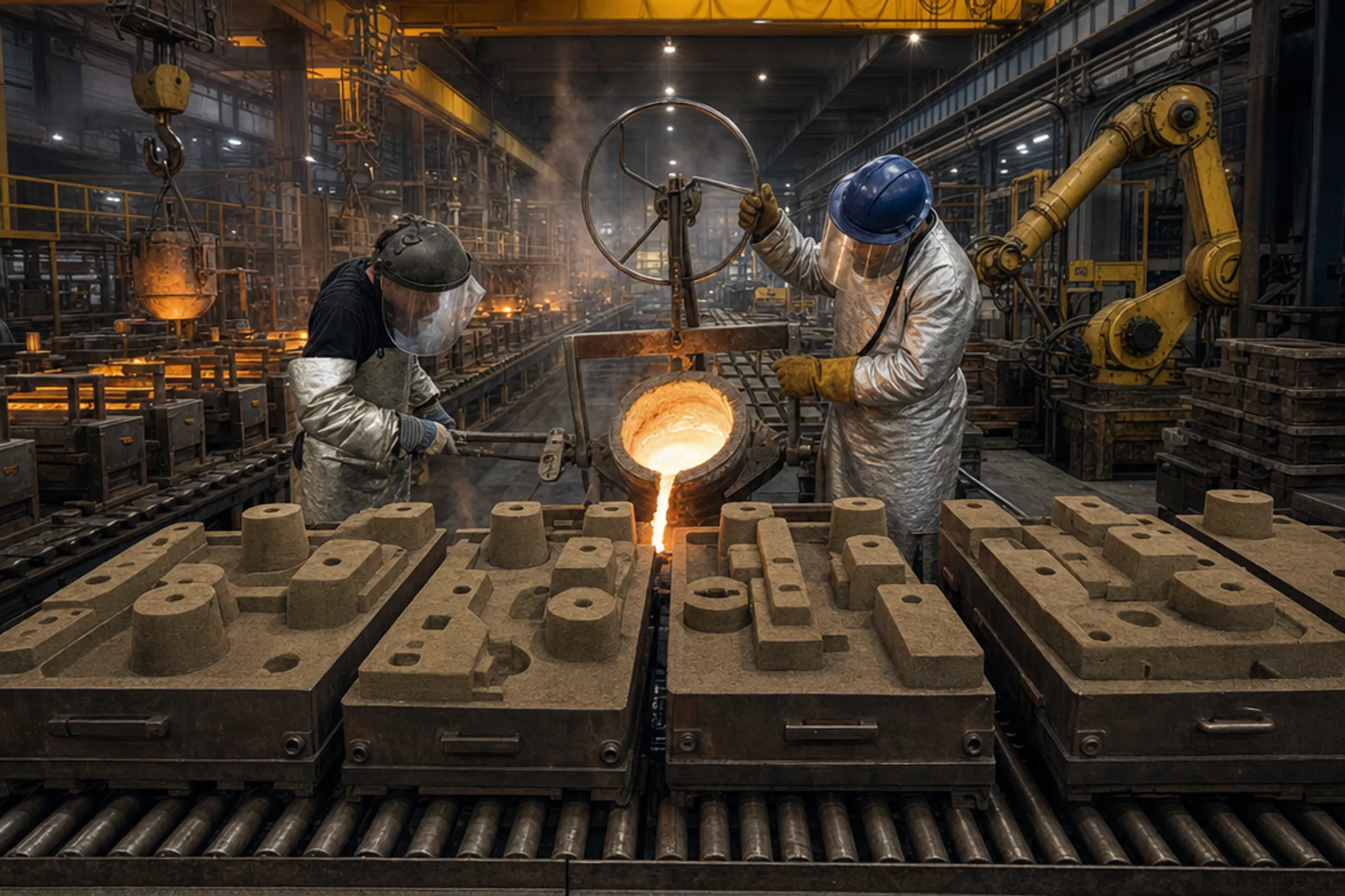 Industrial sand casting foundry with 3D printed mold cores