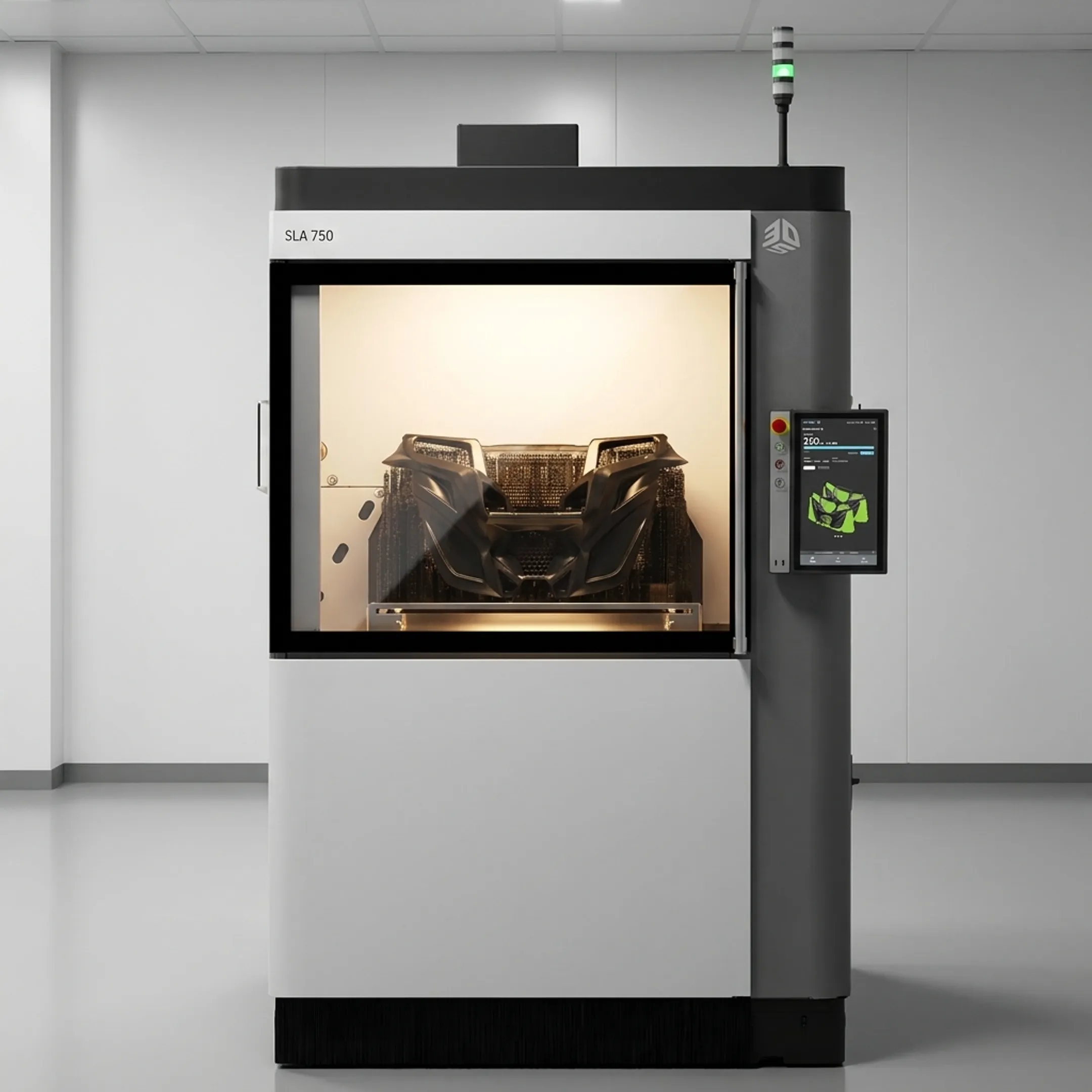 High-precision commercial 3D printer producing ultra-detailed components in a digital manufacturing lab