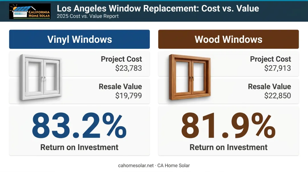 Vinyl versus wood window replacement ROI cost and resale value comparison Los Angeles