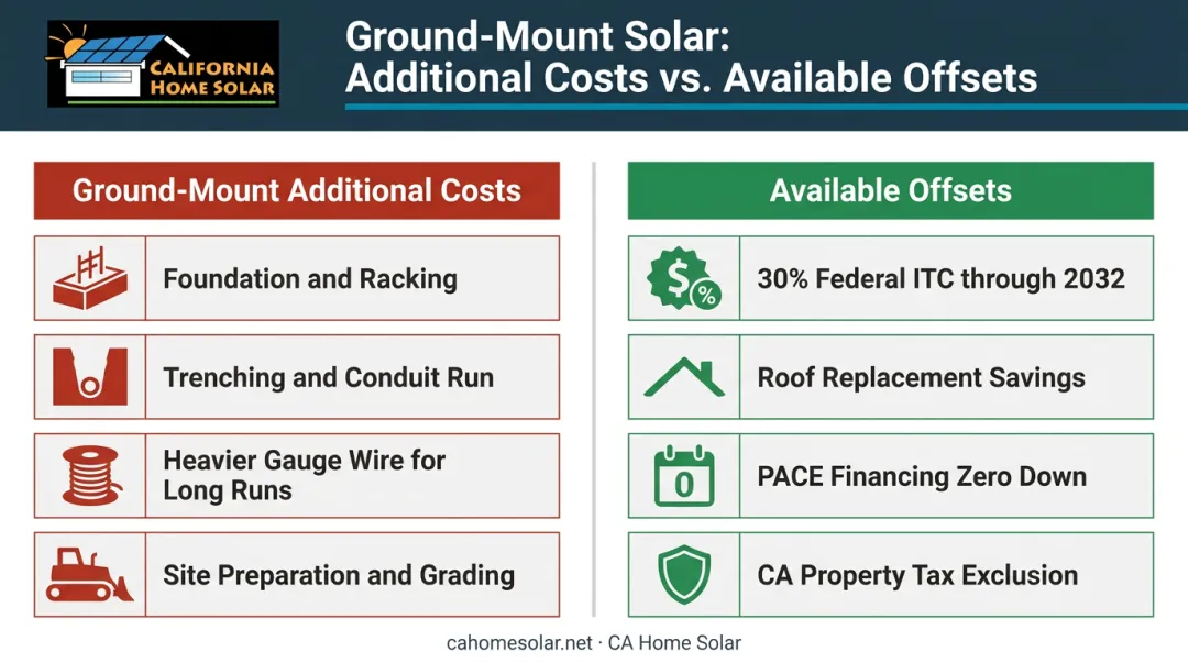 Ground-mount versus rooftop solar cost drivers breakdown comparison infographic
