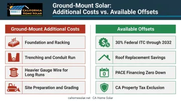 Ground-mount versus rooftop solar cost drivers breakdown comparison infographic
