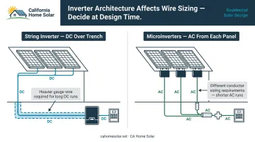 String inverter versus microinverter architecture DC versus AC trench run voltage drop comparison