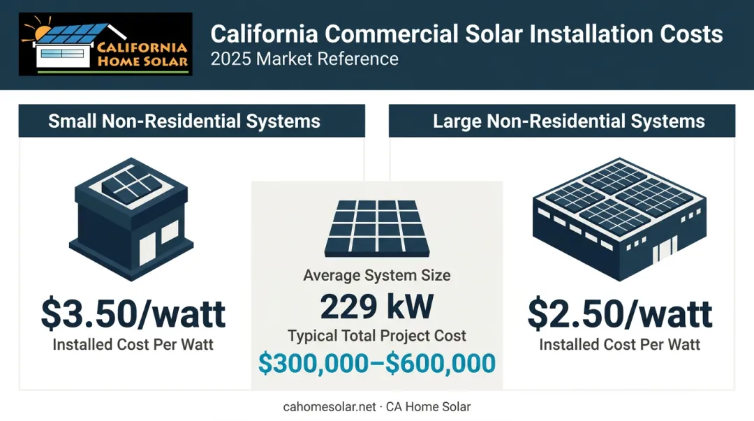 California commercial solar system cost breakdown by size and watt pricing