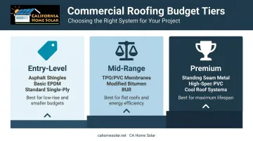 Three-tier commercial roofing material comparison chart entry mid-range premium systems